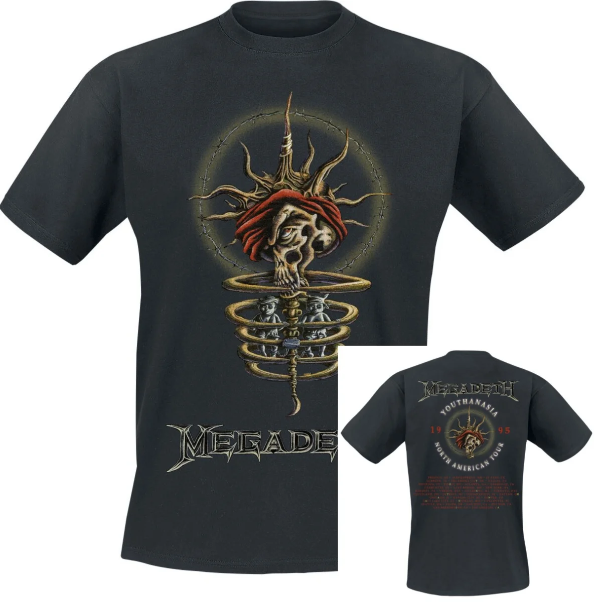 2026 Large Rip Nuclear Logo Megadeth T-Shirt Men Women Vintage Metal Rock Band Graphic Tee Cotton Summer Streetwear Top