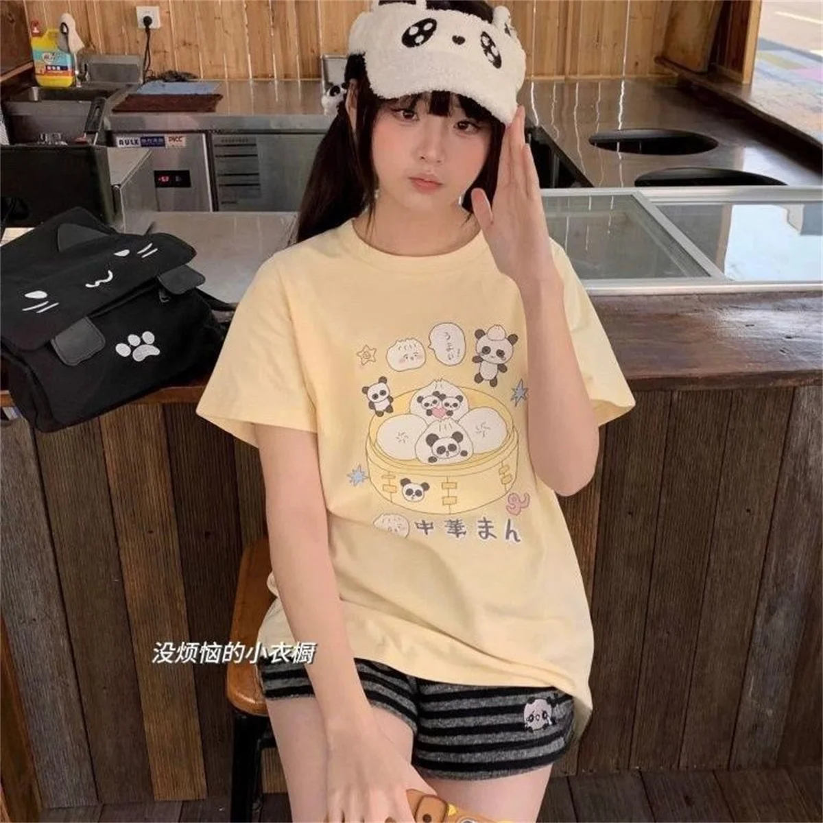 Women Panda Striped Pants Streetwear Harajuku Pantalones De Mujer Sweatpants Y2k Clothes Casual Japanese Kawaii