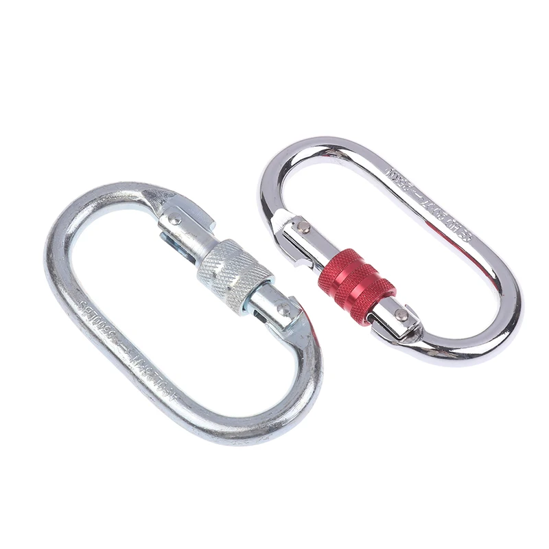 [F] 25KN High Strength Climbing Safety Lock Buckle O-shaped Electrophoresis Professional Carabiner Rappelling Climbing Supplies