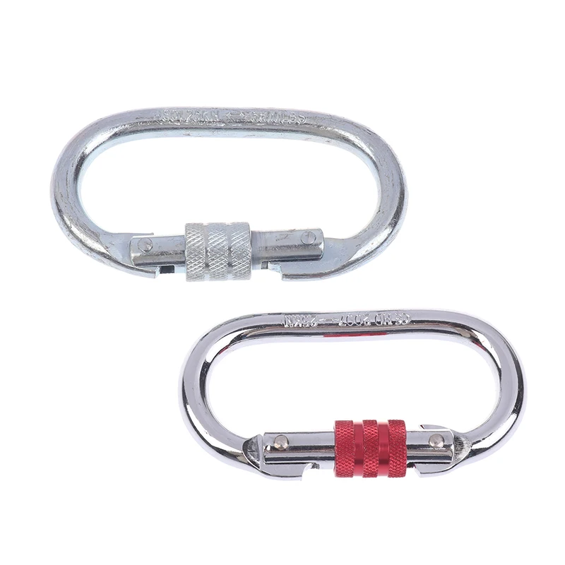 [F] 25KN High Strength Climbing Safety Lock Buckle O-shaped Electrophoresis Professional Carabiner Rappelling Climbing Supplies