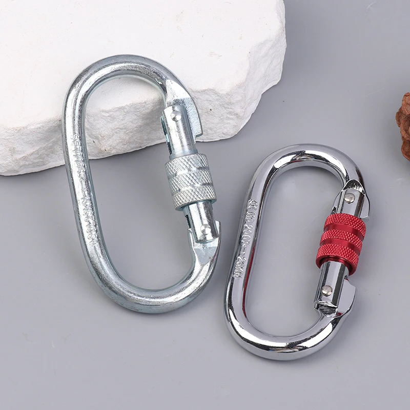 [F] 25KN High Strength Climbing Safety Lock Buckle O-shaped Electrophoresis Professional Carabiner Rappelling Climbing Supplies