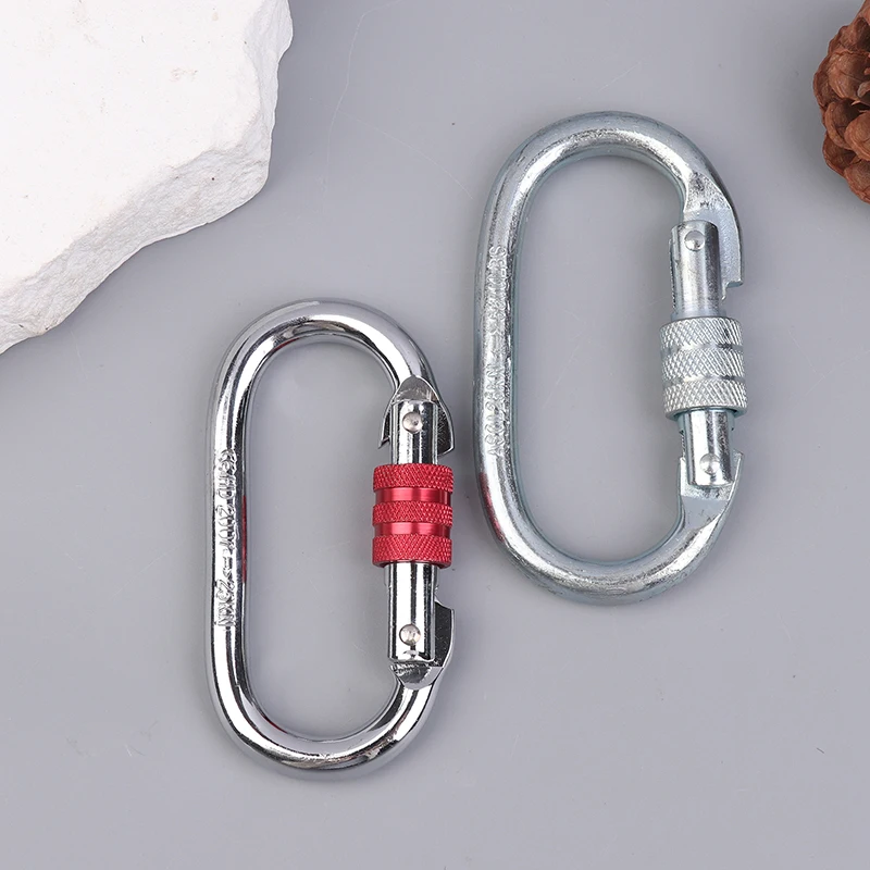 [F] 25KN High Strength Climbing Safety Lock Buckle O-shaped Electrophoresis Professional Carabiner Rappelling Climbing Supplies