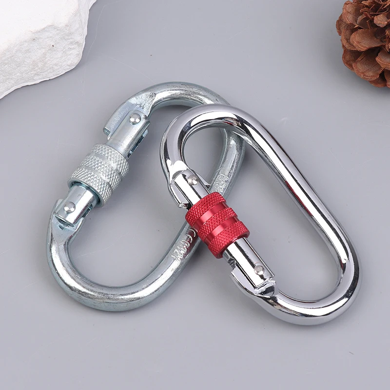 [F] 25KN High Strength Climbing Safety Lock Buckle O-shaped Electrophoresis Professional Carabiner Rappelling Climbing Supplies