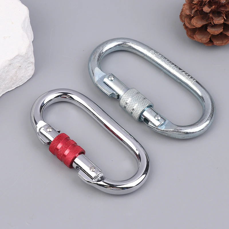 [F] 25KN High Strength Climbing Safety Lock Buckle O-shaped Electrophoresis Professional Carabiner Rappelling Climbing Supplies