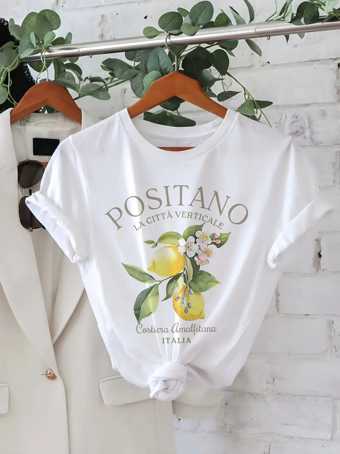 Lemon Letter Print T-shirt Short Sleeve Crew Neck Casual Top for Summer Women Kawaii Streetwear Graphic Tees Vintage Fruit Shirt