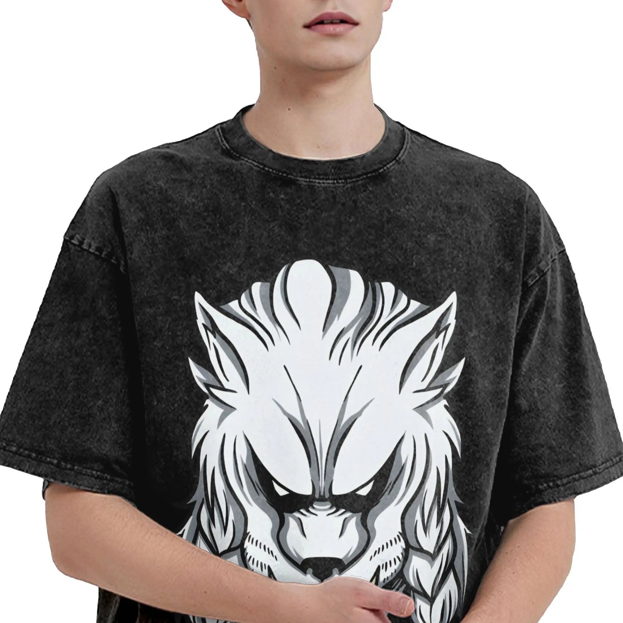 Invincibles Battle Beast White Wolf Head T-Shirt Summer Vintage T-Shirts Casual Hipster Tee Shirt For Couple Short Sleeve Tees