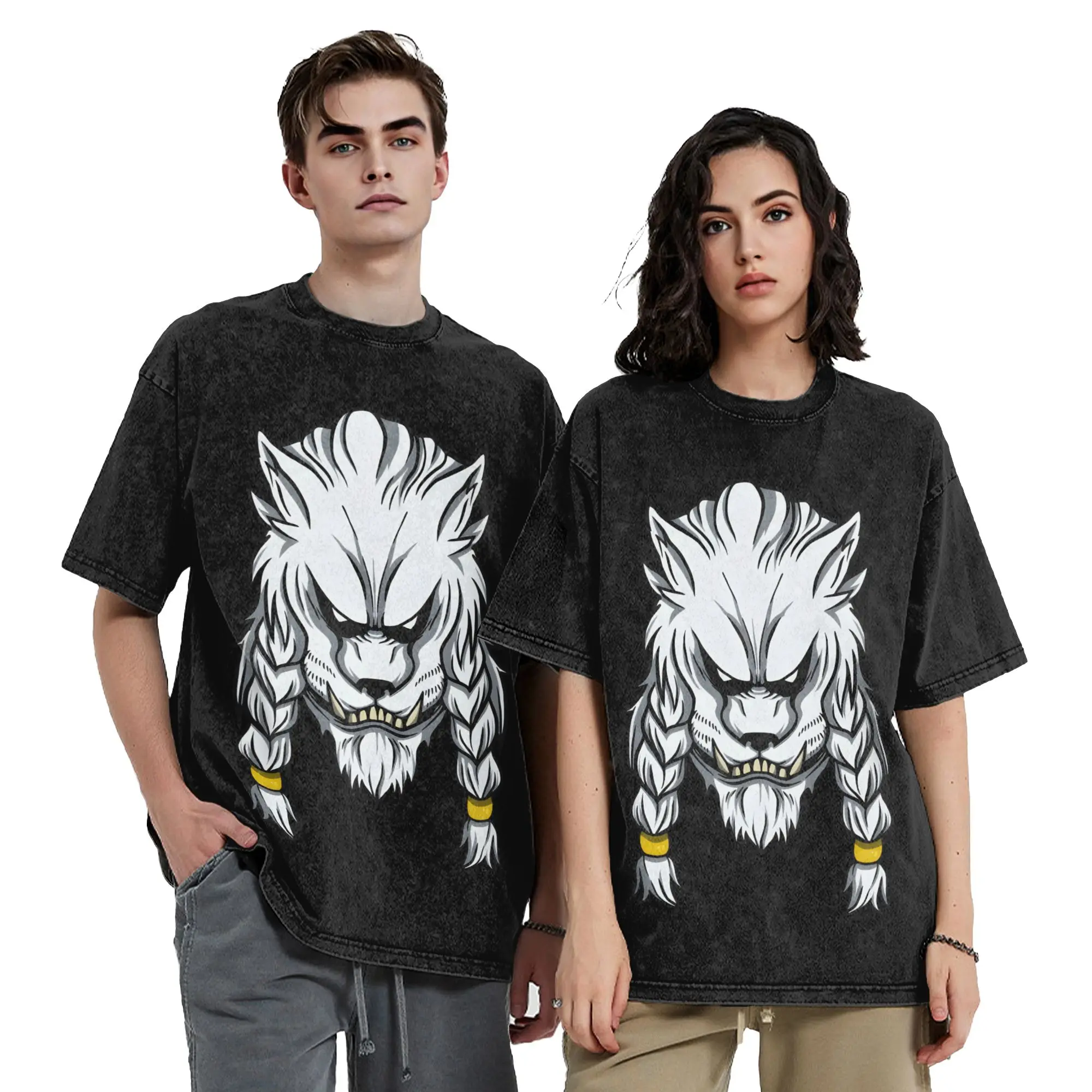 Invincibles Battle Beast White Wolf Head T-Shirt Summer Vintage T-Shirts Casual Hipster Tee Shirt For Couple Short Sleeve Tees