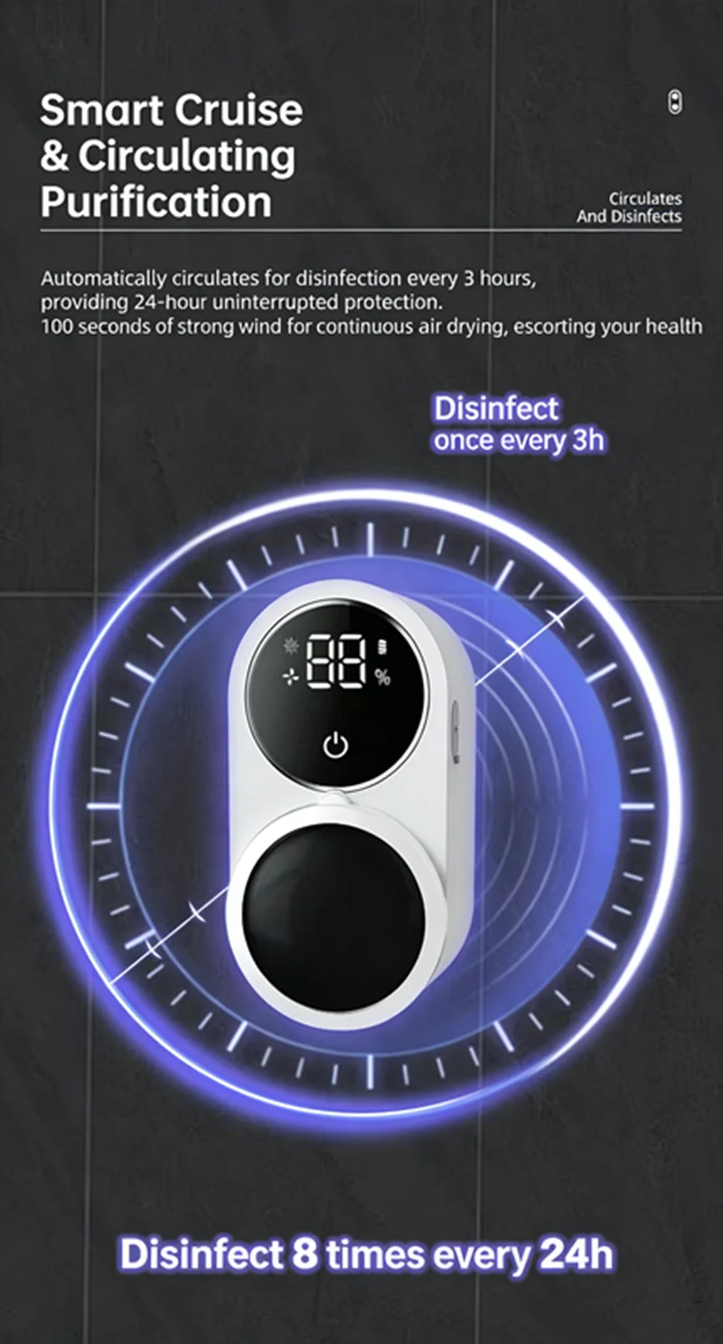 Mini Portable Rechargeable Travel Toothbrush Sterilizer Induction Switch with Charge Display UV Toothbrush Sterilizer Case