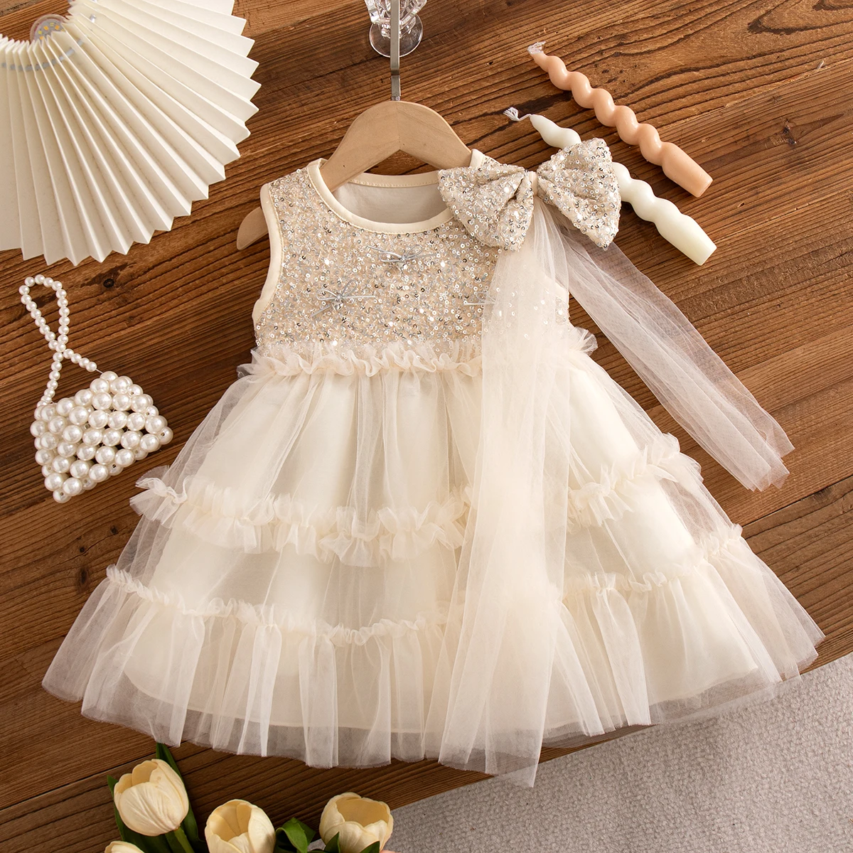 Baby Dress Summer Sequin Mesh Princess Baby Girl Dress Cute Wedding Flower Girl Dress Baby Girl Clothing 