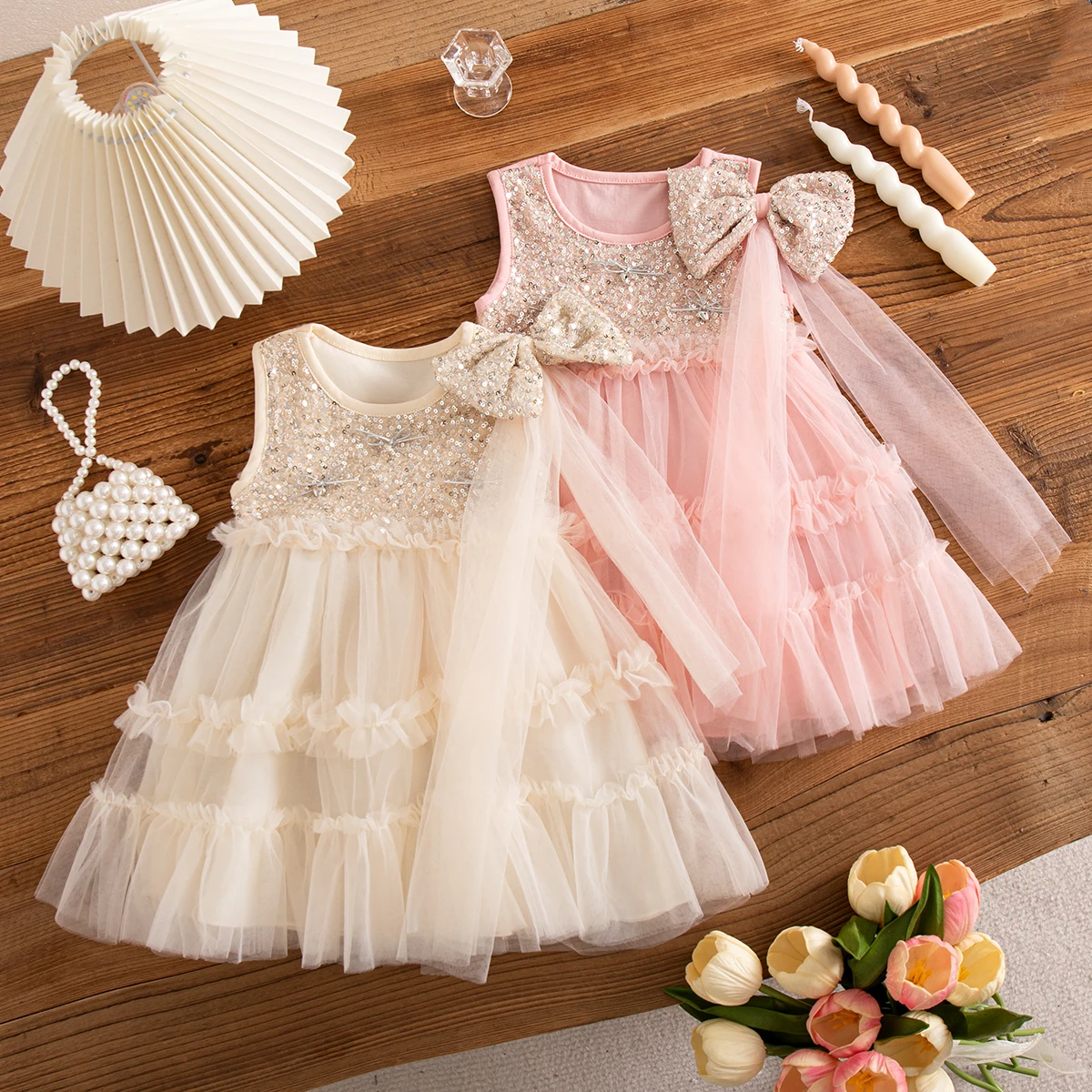 Baby Dress Summer Sequin Mesh Princess Baby Girl Dress Cute Wedding Flower Girl Dress Baby Girl Clothing 