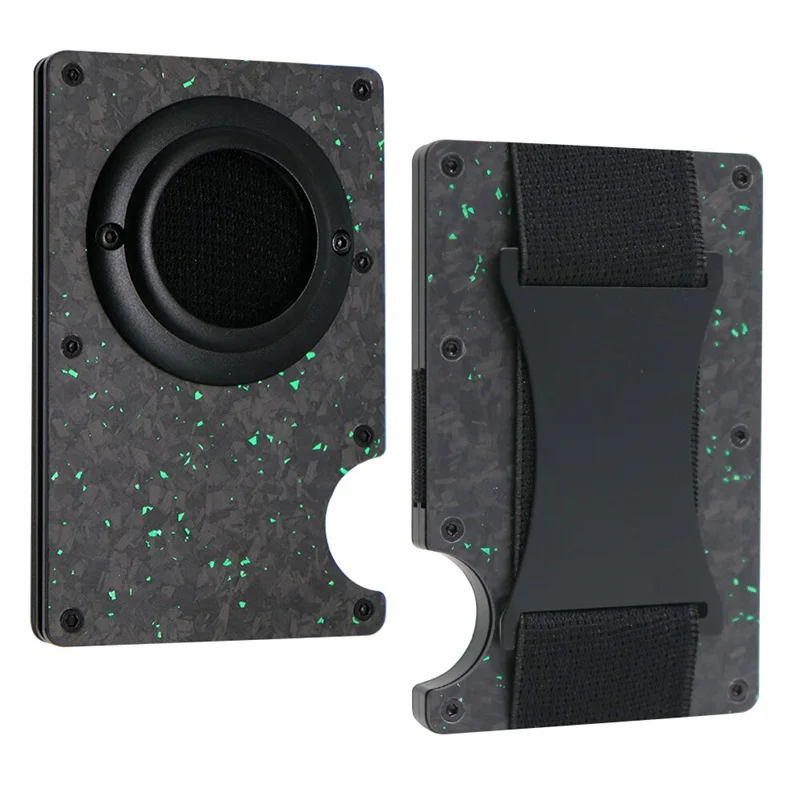 Men's Slim RFID Blocking Credit Card Holder Aluminum Wallet with Cash Strap Airtag Case Forged Carbon Fiber Business Cardholder