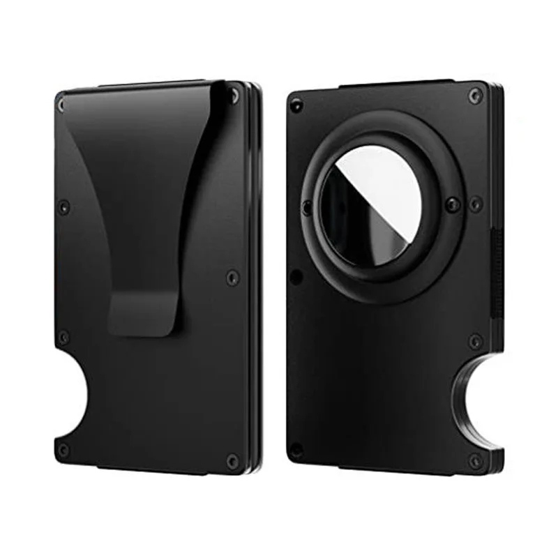 Men's Slim RFID Blocking Credit Card Holder Aluminum Wallet with Cash Strap Airtag Case Forged Carbon Fiber Business Cardholder