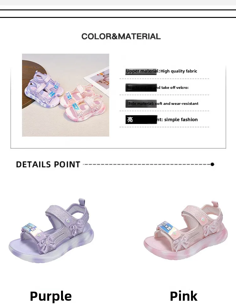 2026 Children's Casual Sports Sandals Summer New Girl's Princess Sandals Fashion Butterfly Lightweight Kid's Sports Beach Shoe