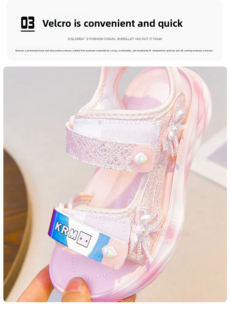 2026 Children's Casual Sports Sandals Summer New Girl's Princess Sandals Fashion Butterfly Lightweight Kid's Sports Beach Shoe