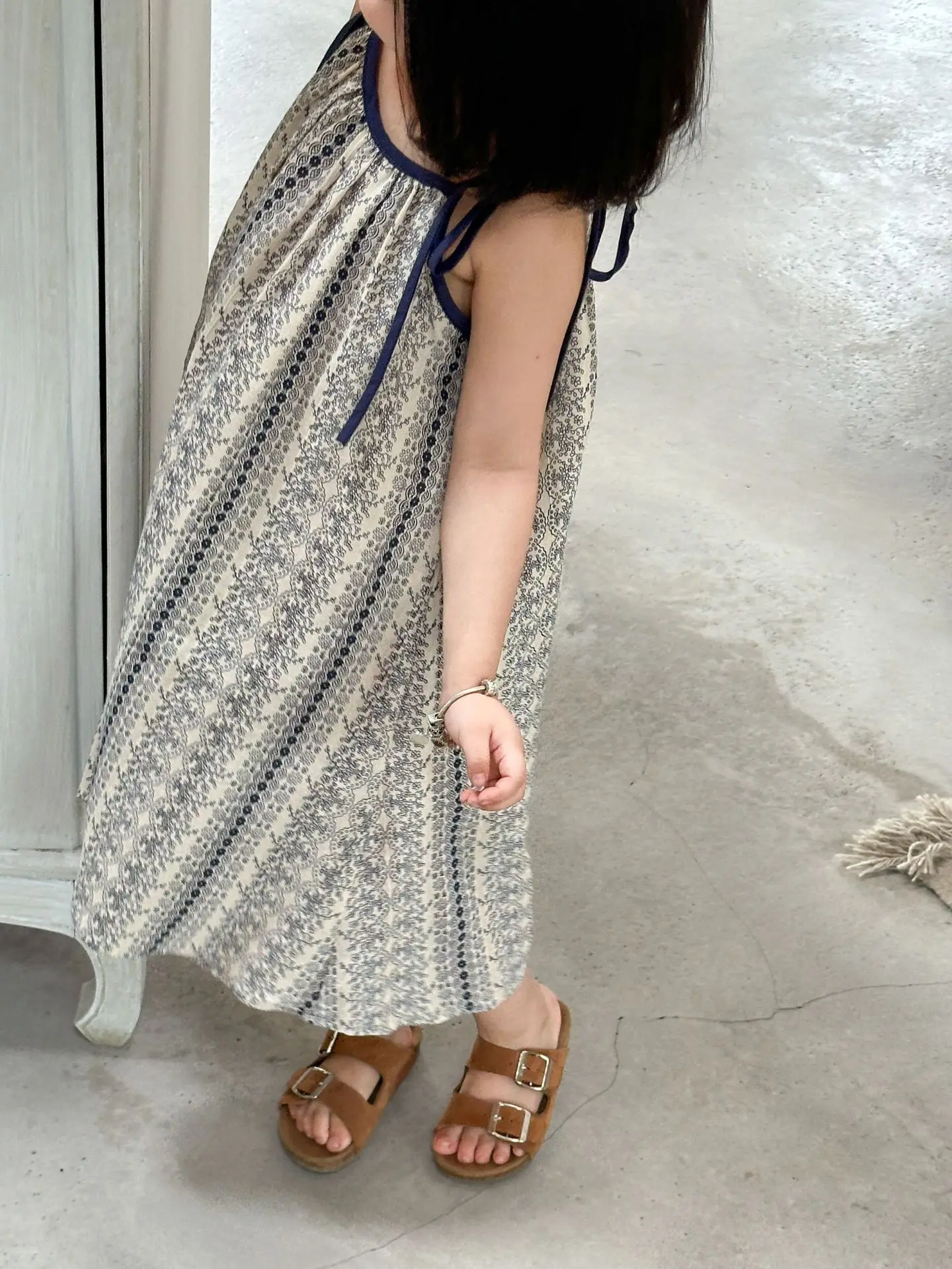 Girls Casual Dresses Summer New Korea Childrens Clothing Korean New Lovely Fragmented Flowers Loose Fashion Striped