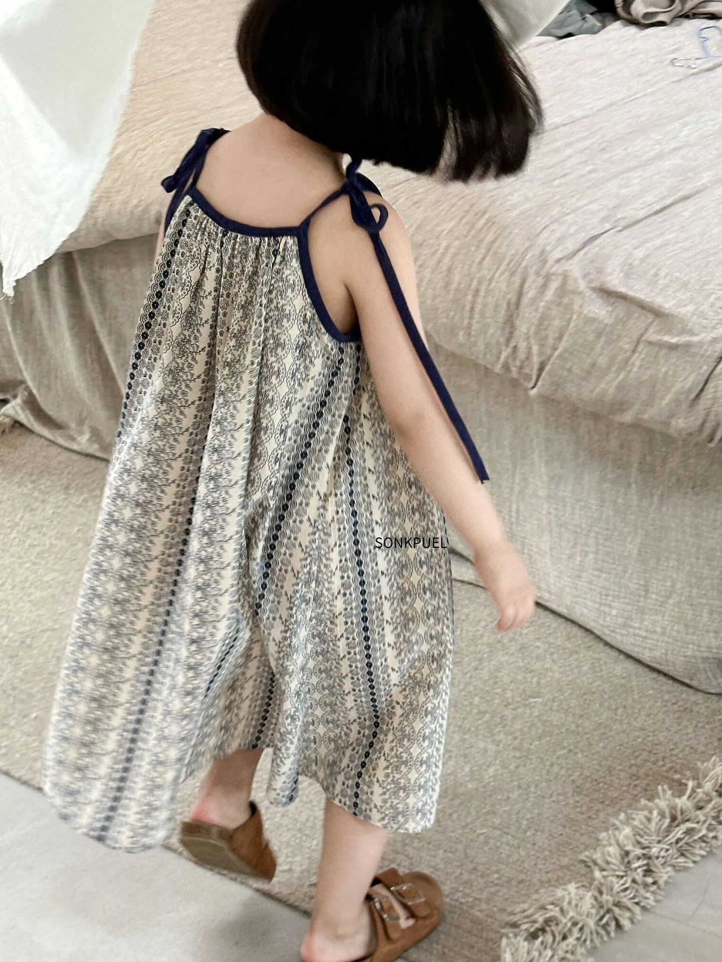 Girls Casual Dresses Summer New Korea Childrens Clothing Korean New Lovely Fragmented Flowers Loose Fashion Striped