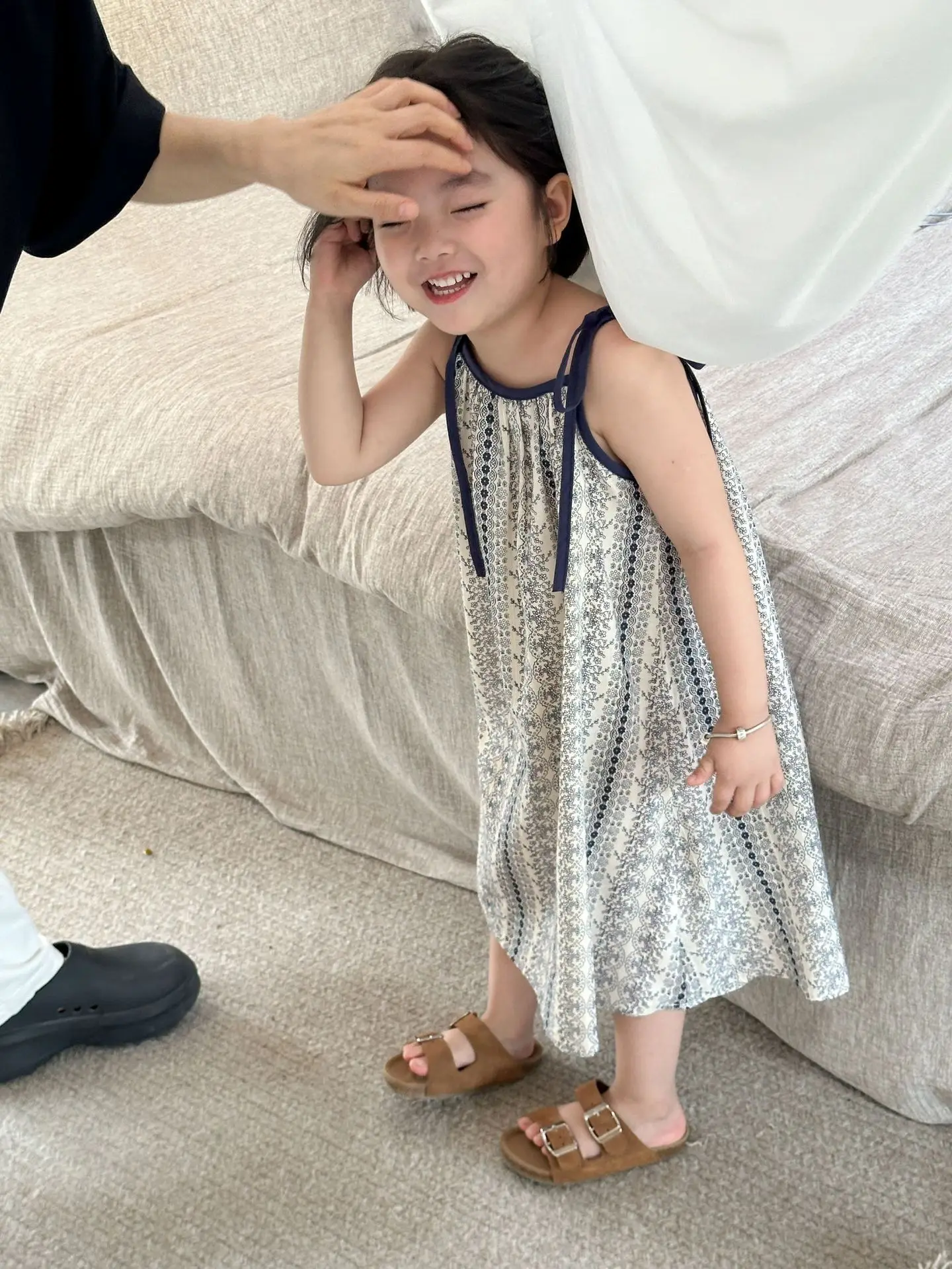 Girls Casual Dresses Summer New Korea Childrens Clothing Korean New Lovely Fragmented Flowers Loose Fashion Striped