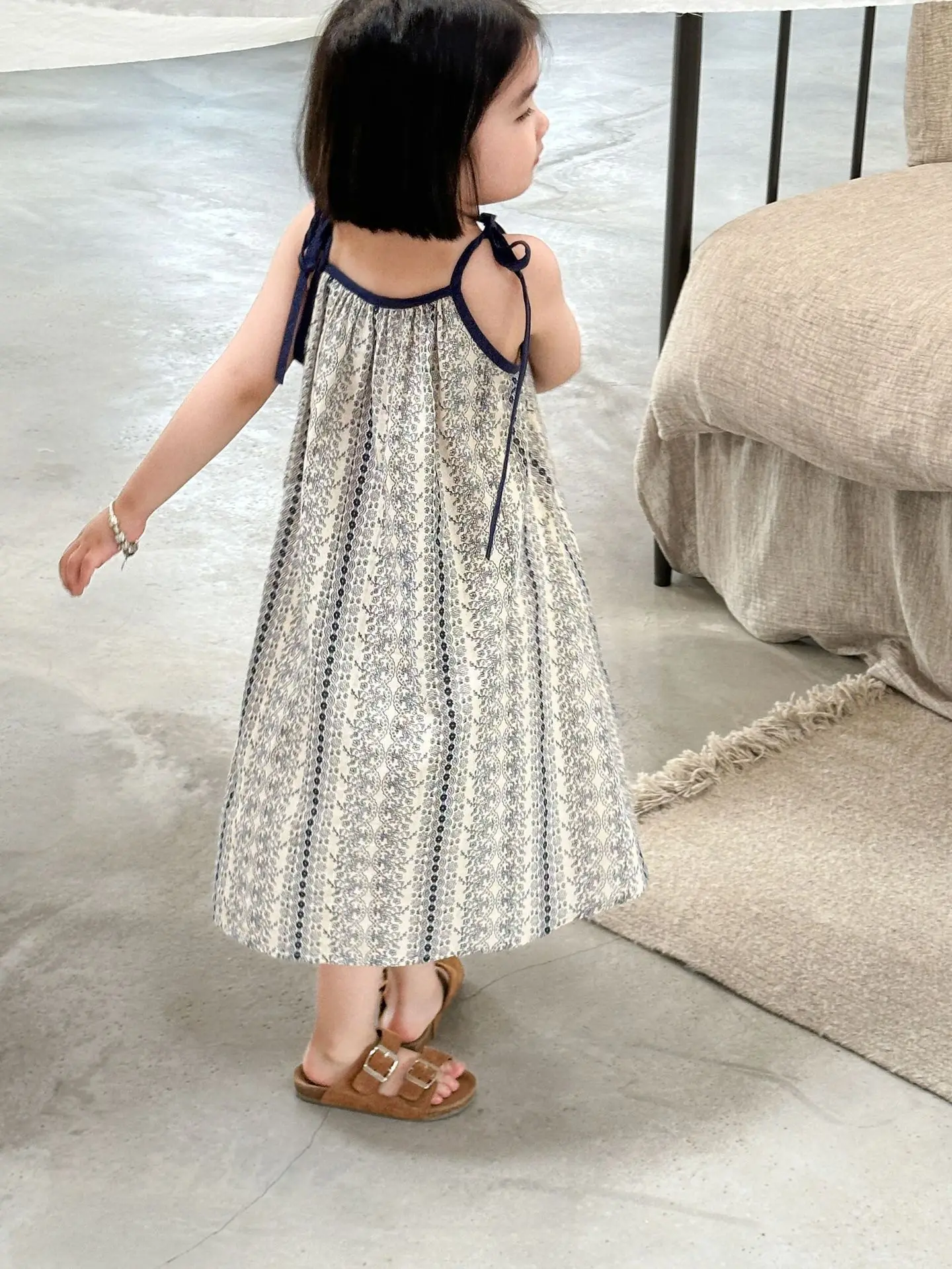 Girls Casual Dresses Summer New Korea Childrens Clothing Korean New Lovely Fragmented Flowers Loose Fashion Striped