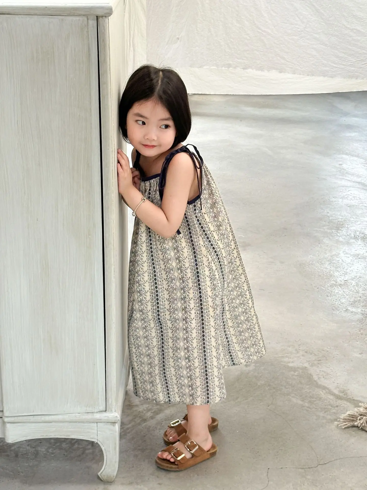 Girls Casual Dresses Summer New Korea Childrens Clothing Korean New Lovely Fragmented Flowers Loose Fashion Striped