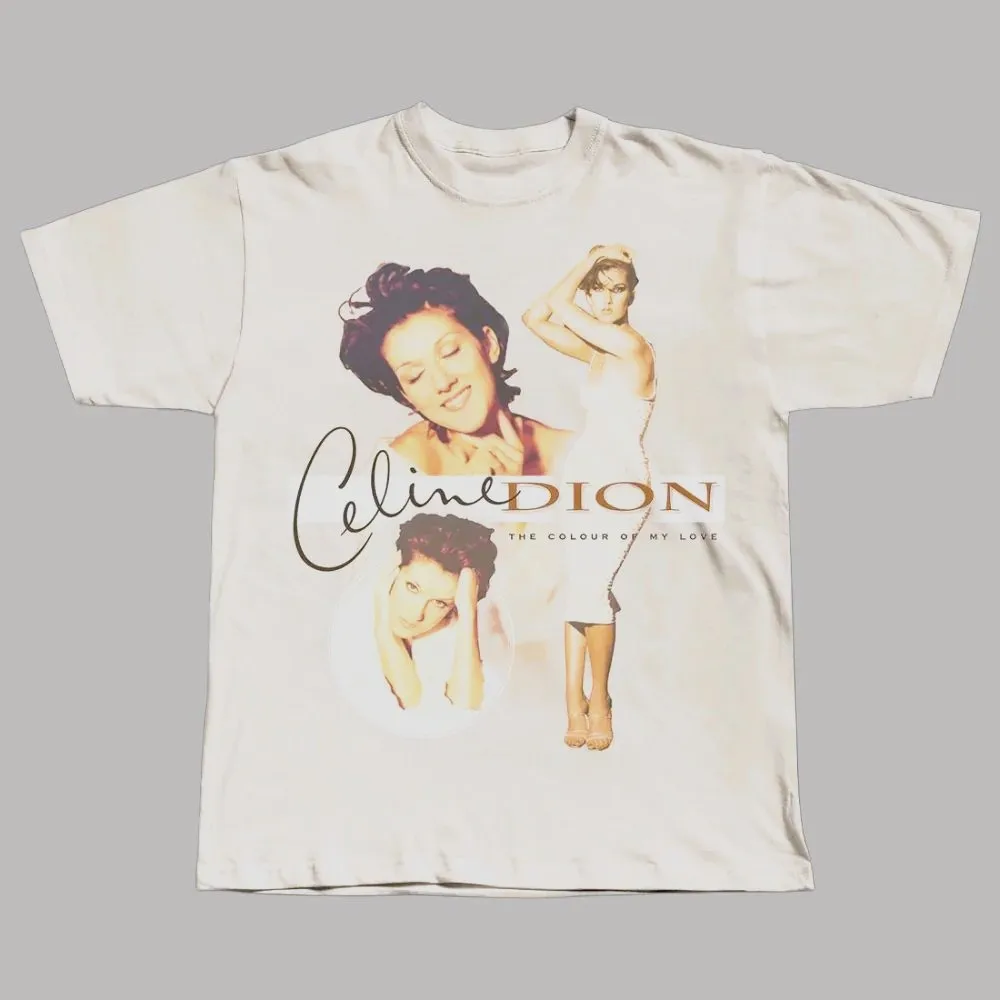 2026 Summer New Y2k Fashion Tops Celine Dion Portrait Graphic Print T Shirt Vintage Music T Shirt Casual Loose Streetwear Unisex