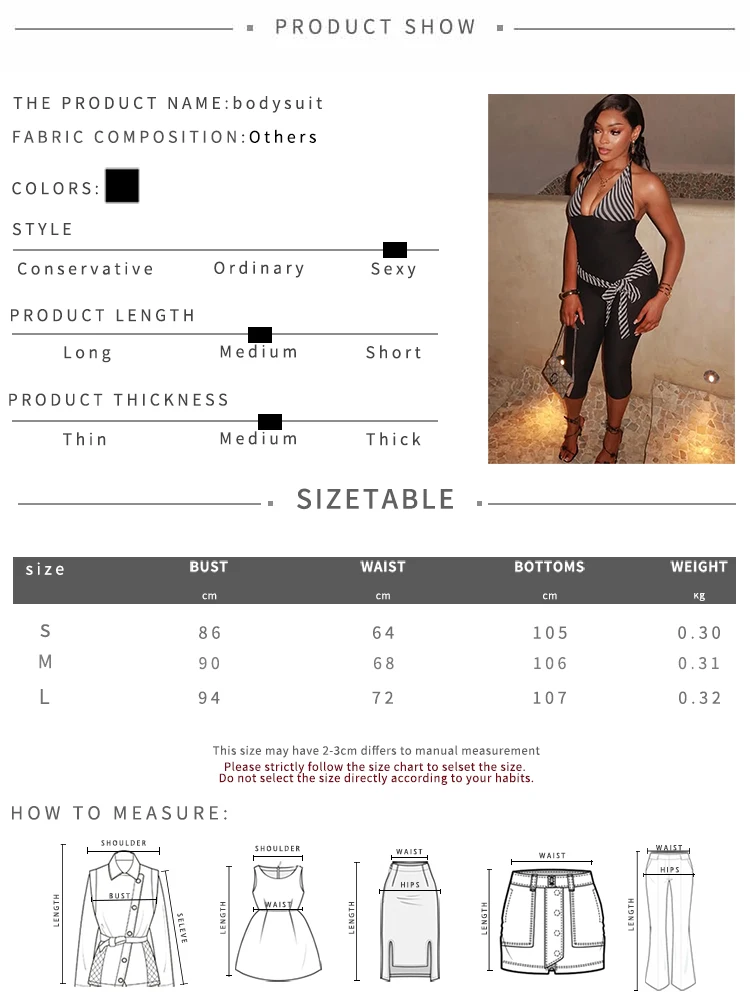 Kliou Stripes Patchwork Jumpsuits Woman Bandage Halter Low-Neck Backless Sleeveless Skinny Stretch Hot Girls Fashion Overalls