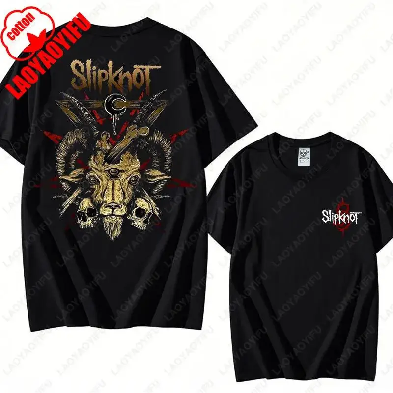 Men's Slipknots Double Sided Print Short-sleeve Tops Prepare for Hell Tour Shirt Heavy Metal Cotton Tees Man Rock Band T-shirt