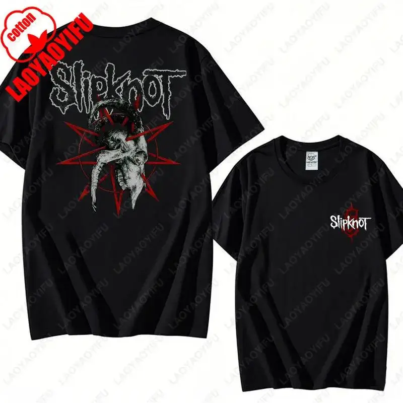Men's Slipknots Double Sided Print Short-sleeve Tops Prepare for Hell Tour Shirt Heavy Metal Cotton Tees Man Rock Band T-shirt