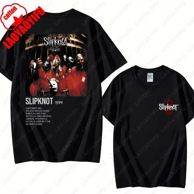 Men's Slipknots Double Sided Print Short-sleeve Tops Prepare for Hell Tour Shirt Heavy Metal Cotton Tees Man Rock Band T-shirt