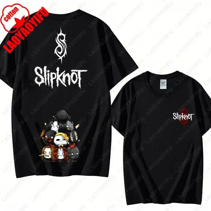 Men's Slipknots Double Sided Print Short-sleeve Tops Prepare for Hell Tour Shirt Heavy Metal Cotton Tees Man Rock Band T-shirt
