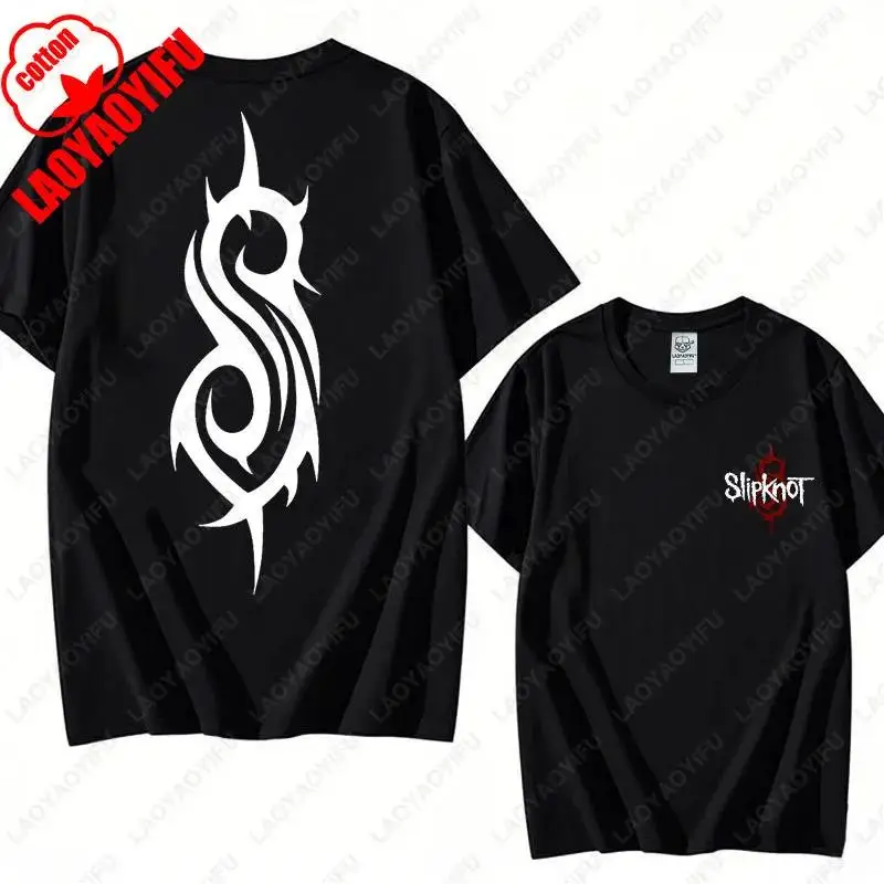 Men's Slipknots Double Sided Print Short-sleeve Tops Prepare for Hell Tour Shirt Heavy Metal Cotton Tees Man Rock Band T-shirt