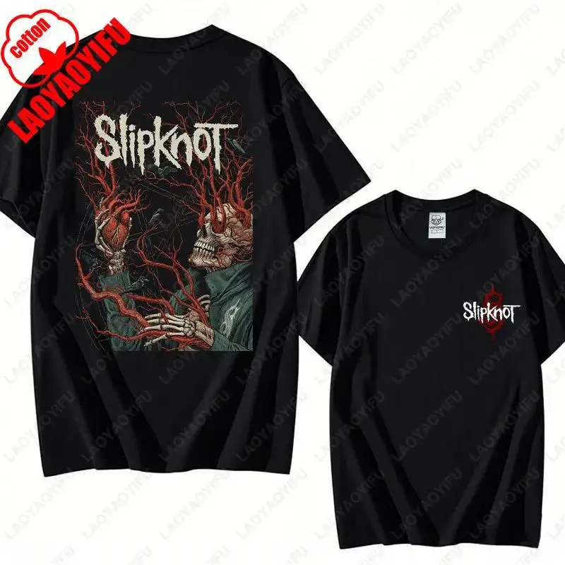 Men's Slipknots Double Sided Print Short-sleeve Tops Prepare for Hell Tour Shirt Heavy Metal Cotton Tees Man Rock Band T-shirt