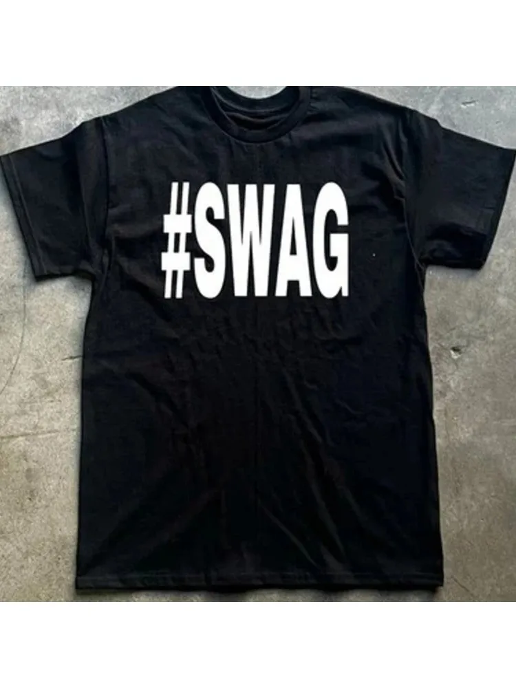 Swag Y2K T-shirt for Men Casual Crew Neck Slightly Stretchy Fabric Regular Fit Printed Pattern Suitable for All Seasons