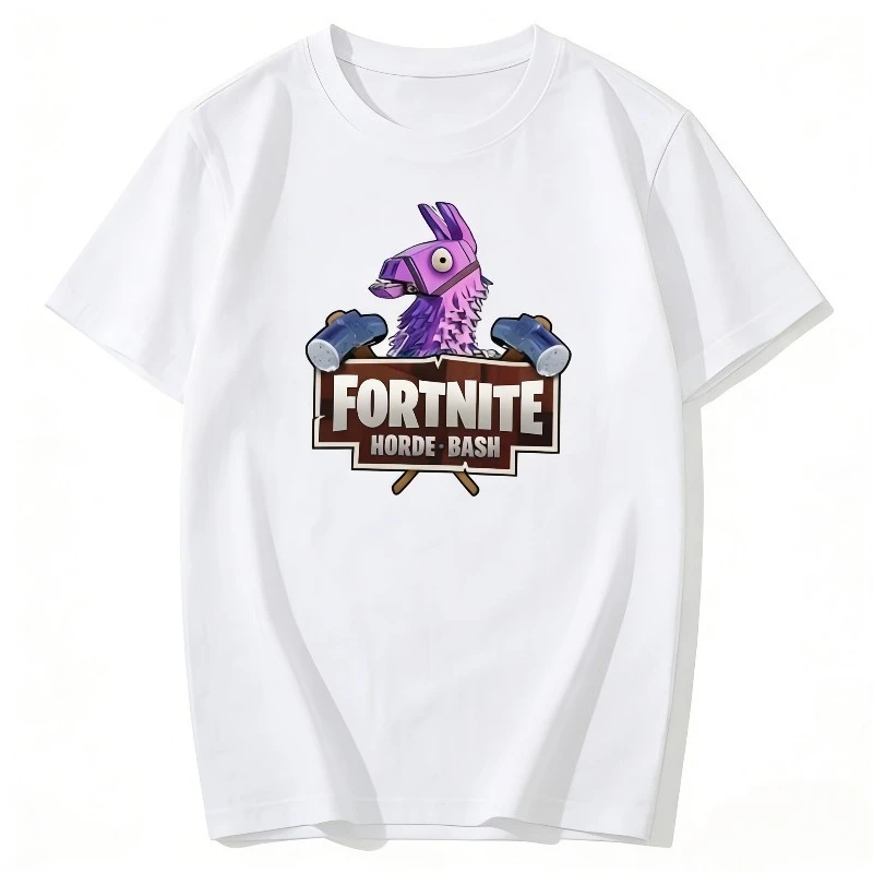 Boys and Girls Fortnites Theme Cartoon Printed T-Shirt Summer Child White Cotton T-Shirt Cartoon Hot Game Fortnite Short Sleeve