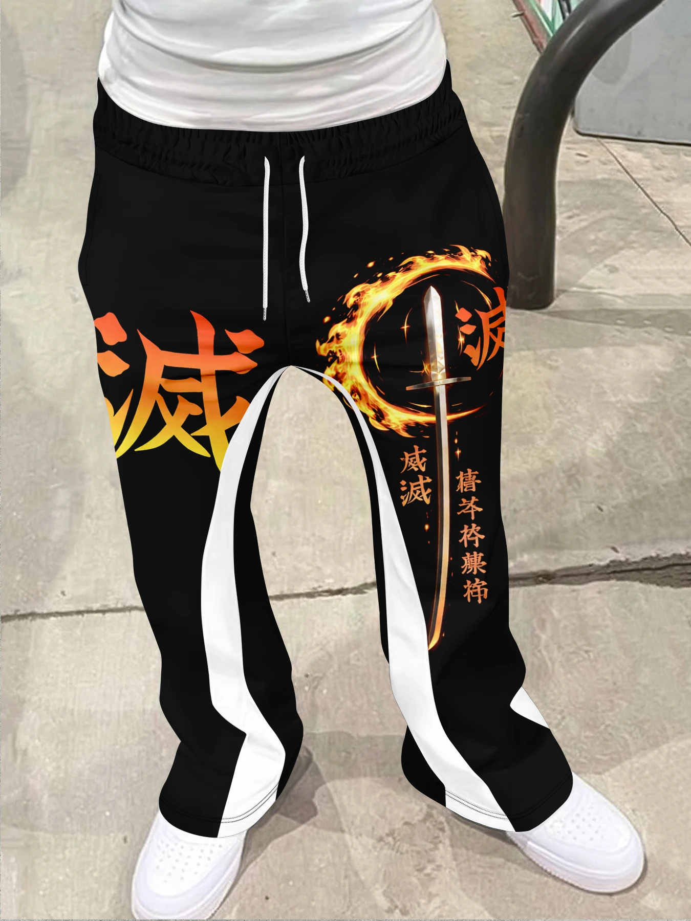 Y2k Flared Pants Men Loose 3D Print Trousers Casual Sweatpants Mid Waist Sporty Female Clothes Streetwear Hip Hop Vintage Pants