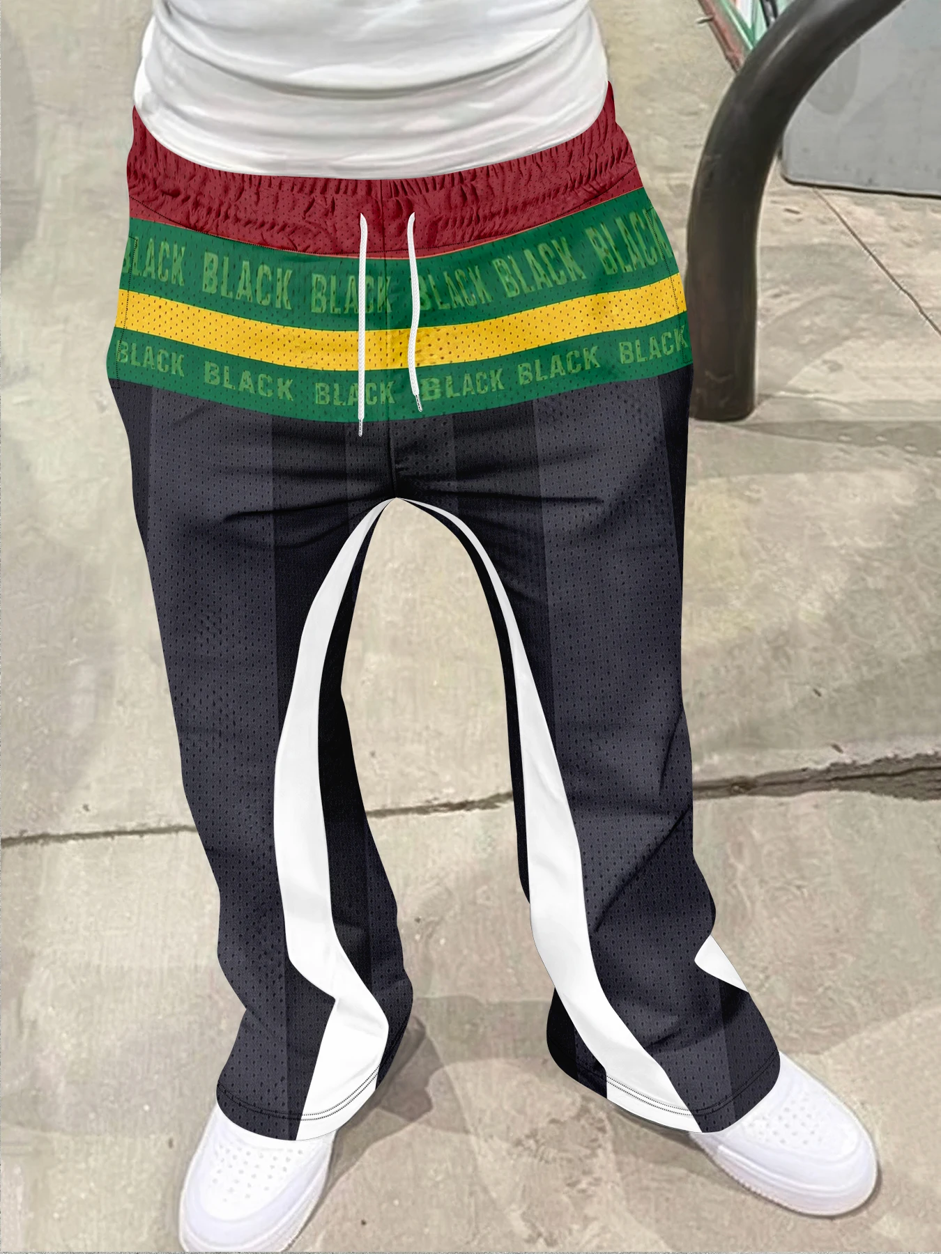 Y2k Flared Pants Men Loose 3D Print Trousers Casual Sweatpants Mid Waist Sporty Female Clothes Streetwear Hip Hop Vintage Pants