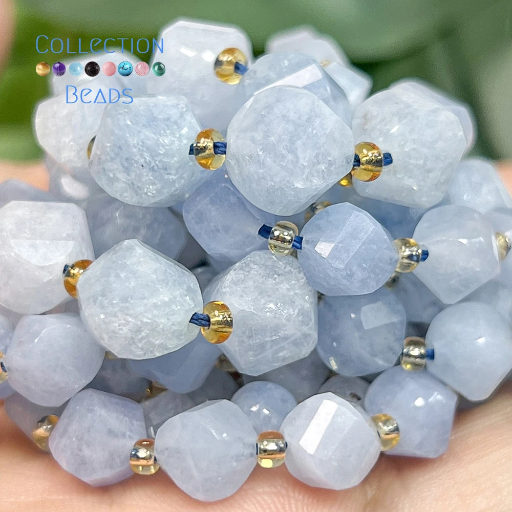 6 8 10mm Natural Stone Beads Faceted Aquamarine Jade Round Beads Loose Beads for Jewelry Making Diy Beading Accessory