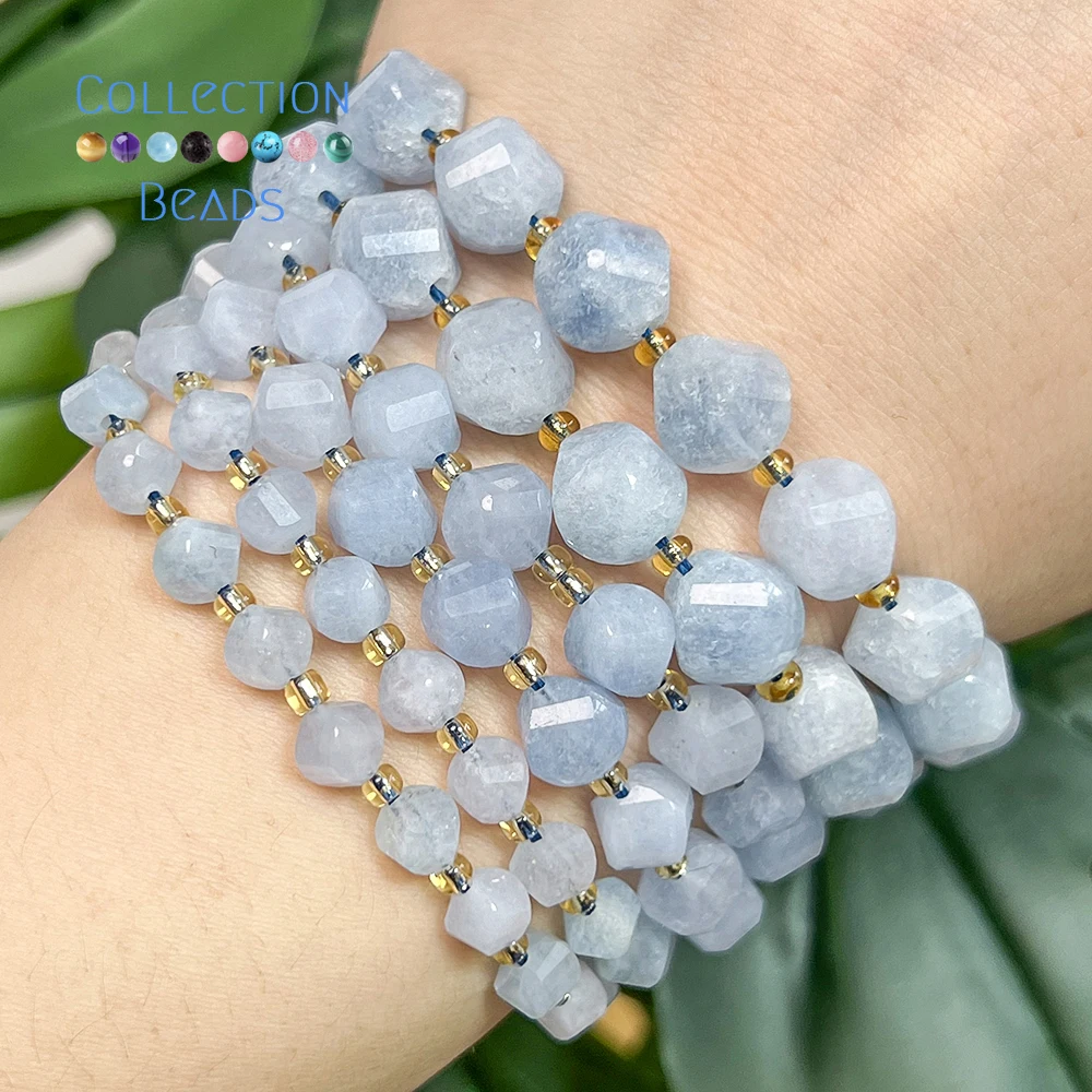 6 8 10mm Natural Stone Beads Faceted Aquamarine Jade Round Beads Loose Beads for Jewelry Making Diy Beading Accessory