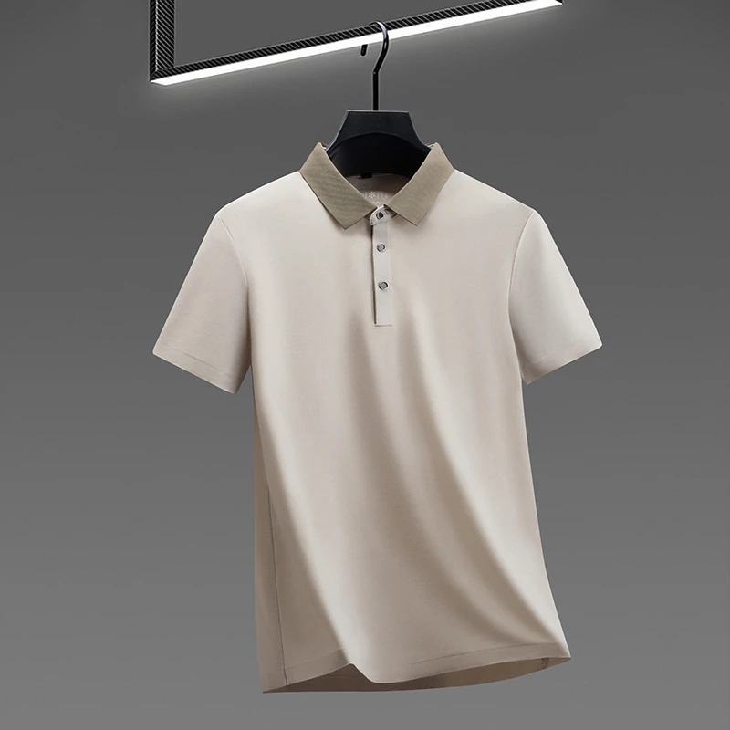 2026 New Men's Contrast Collar Polo Shirt Cool Quick Dry Fabric Short Sleeve Top For Office And Daily Activities