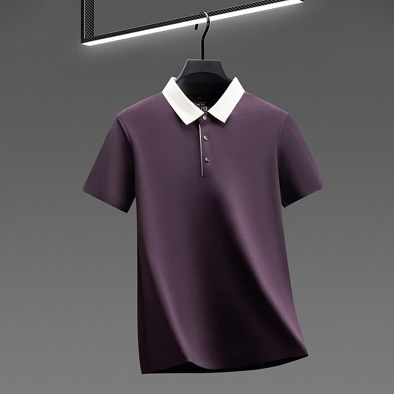 2026 New Men's Contrast Collar Polo Shirt Cool Quick Dry Fabric Short Sleeve Top For Office And Daily Activities