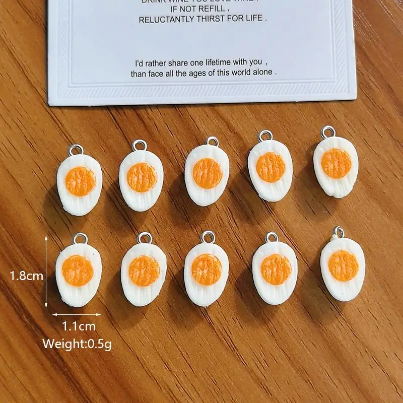 10/30pcs PVC Mini Half Egg Miniature Food Charms Funny Cute Bracelet Earring Pendant DIY Jewelry Accessory