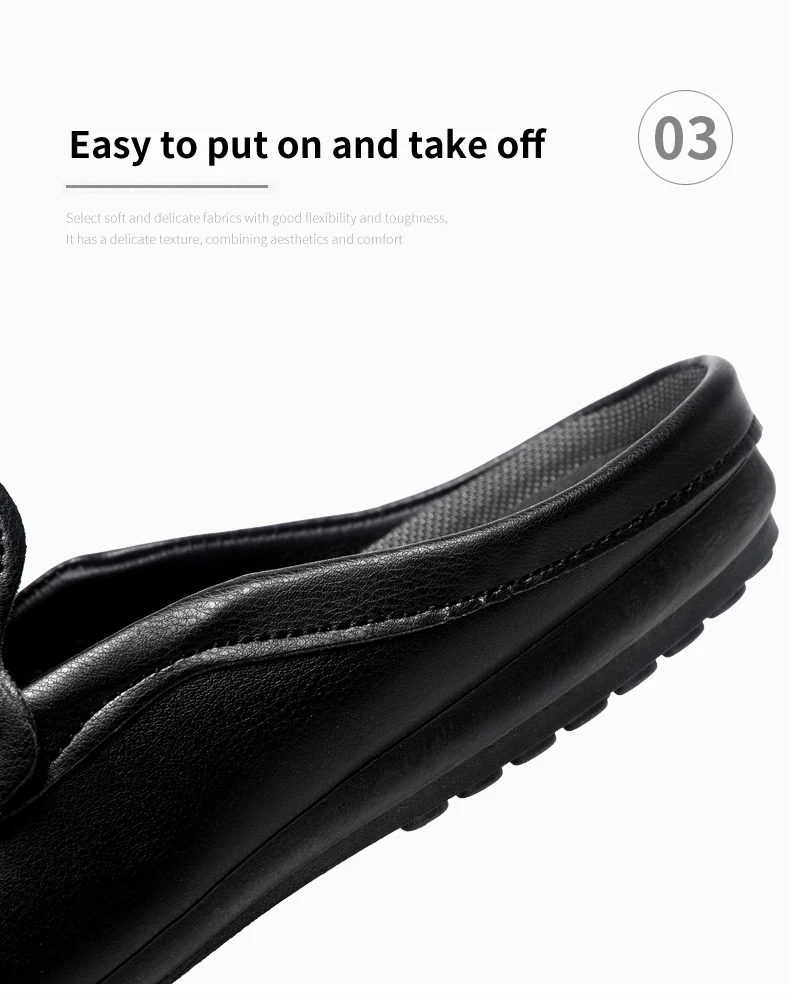 Summer Leather Casual Shoes For Men Half Shoes Comfortable Soft Men's Loafers Lightweight Flat Slip-on Shoes Man Daily Slippers