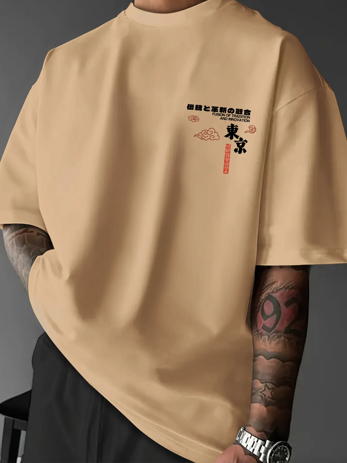 Men's JDM Car Japan Graphic Print T-shirt Oversized 100% Polyester Streetwear Short Sleeve Tops S-XXL