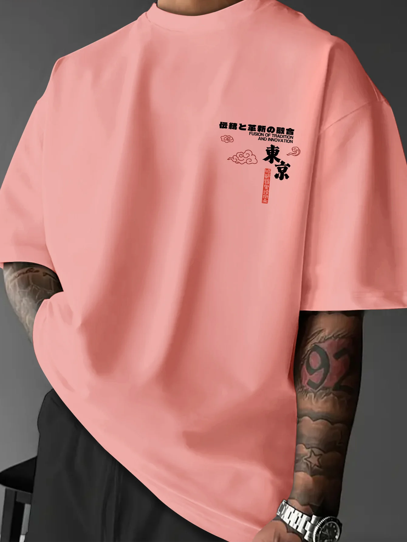 Men's JDM Car Japan Graphic Print T-shirt Oversized 100% Polyester Streetwear Short Sleeve Tops S-XXL