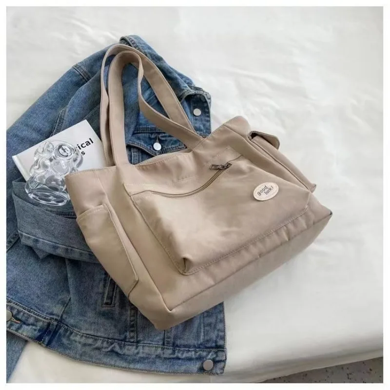 Fashion Women's Canvas Shoulder Bag, Large Capacity Student Tote Bag, Casual Commute Handbag, Eco-friendly Reusable Shopping Bag
