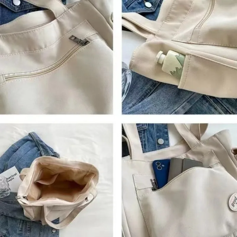 Fashion Women's Canvas Shoulder Bag, Large Capacity Student Tote Bag, Casual Commute Handbag, Eco-friendly Reusable Shopping Bag