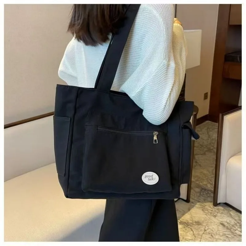 Fashion Women's Canvas Shoulder Bag, Large Capacity Student Tote Bag, Casual Commute Handbag, Eco-friendly Reusable Shopping Bag