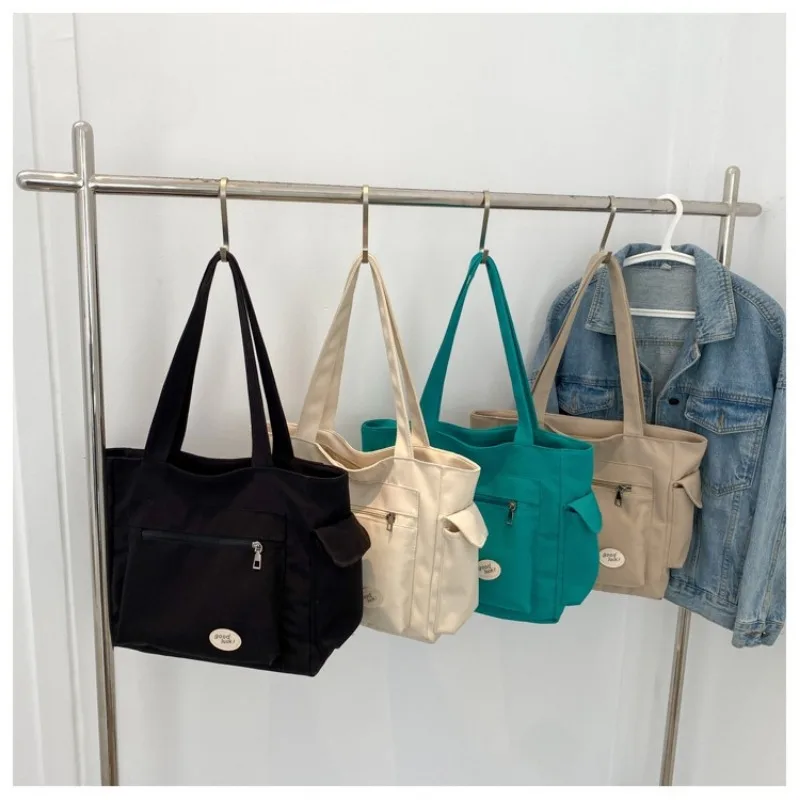 Fashion Women's Canvas Shoulder Bag, Large Capacity Student Tote Bag, Casual Commute Handbag, Eco-friendly Reusable Shopping Bag