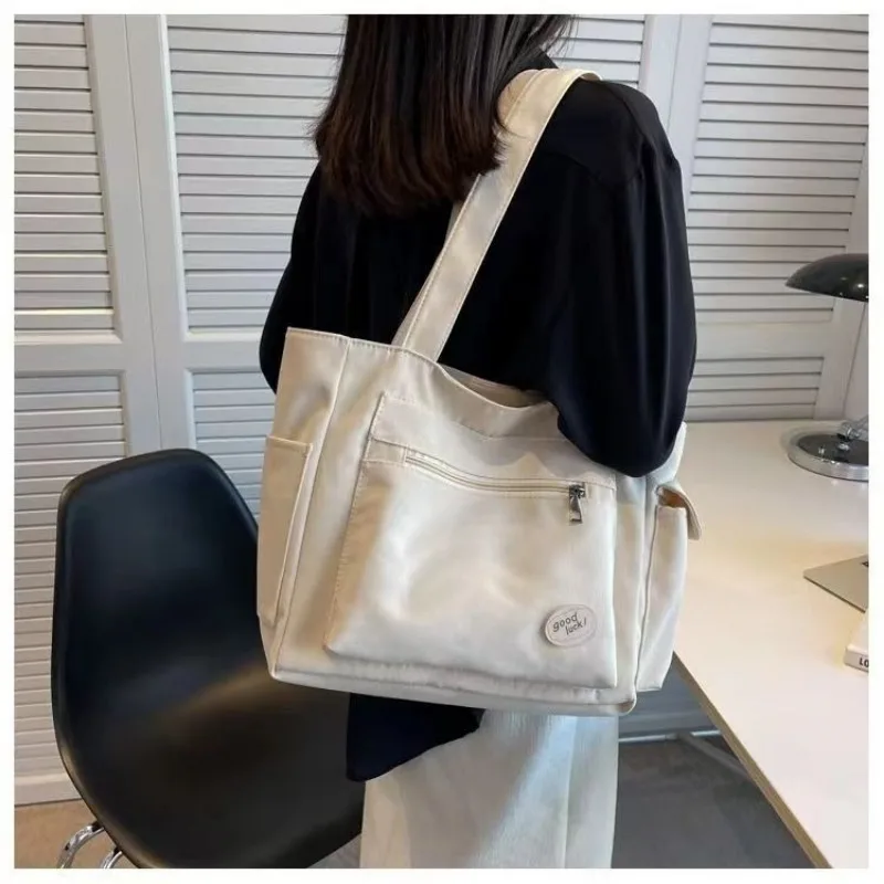 Fashion Women's Canvas Shoulder Bag, Large Capacity Student Tote Bag, Casual Commute Handbag, Eco-friendly Reusable Shopping Bag