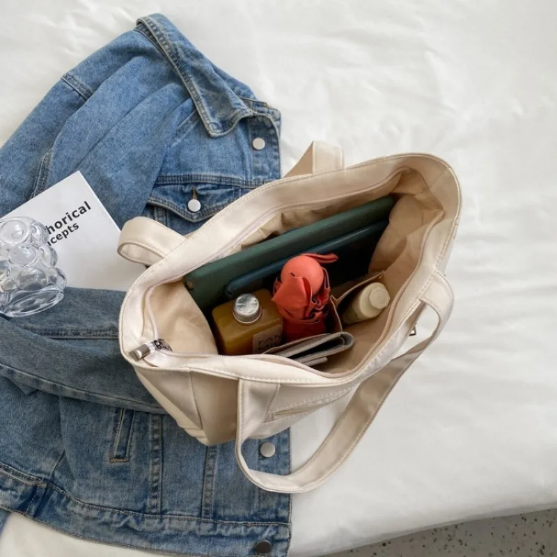 Fashion Women's Canvas Shoulder Bag, Large Capacity Student Tote Bag, Casual Commute Handbag, Eco-friendly Reusable Shopping Bag