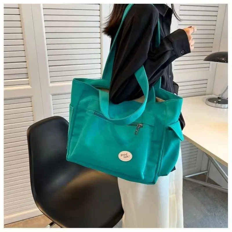 Fashion Women's Canvas Shoulder Bag, Large Capacity Student Tote Bag, Casual Commute Handbag, Eco-friendly Reusable Shopping Bag